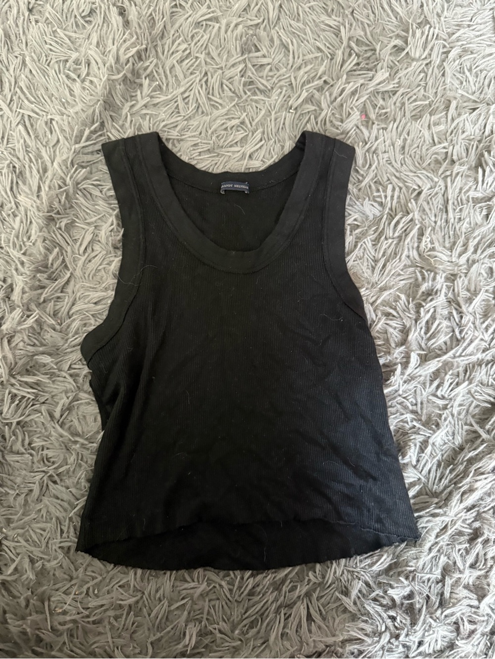 Brandy Melville Black Ribbed Scoop Tank